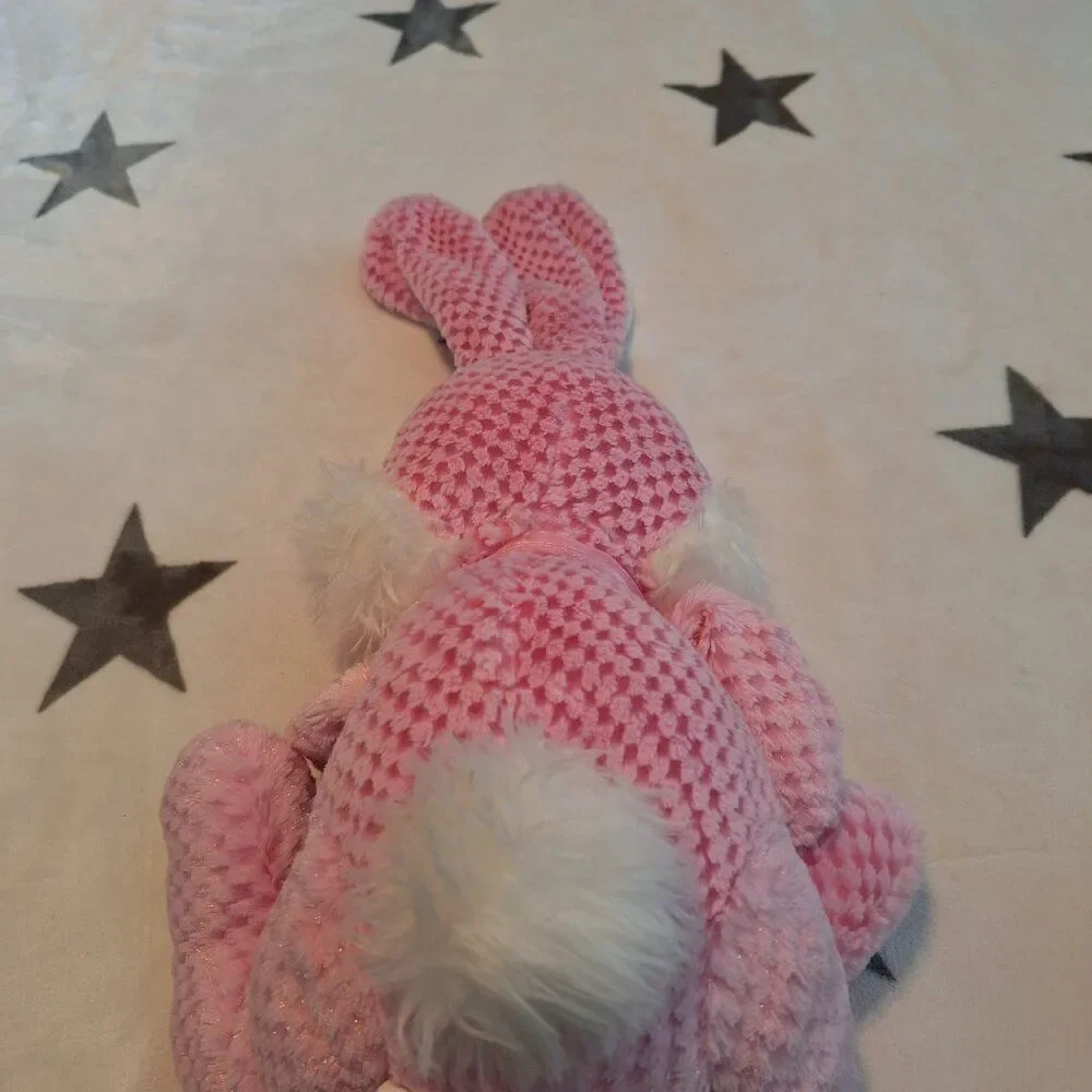 2009 Chrisha Playful Plush Easter Bunny Rabbit Pink Stuffed Animal Jellybean Toe